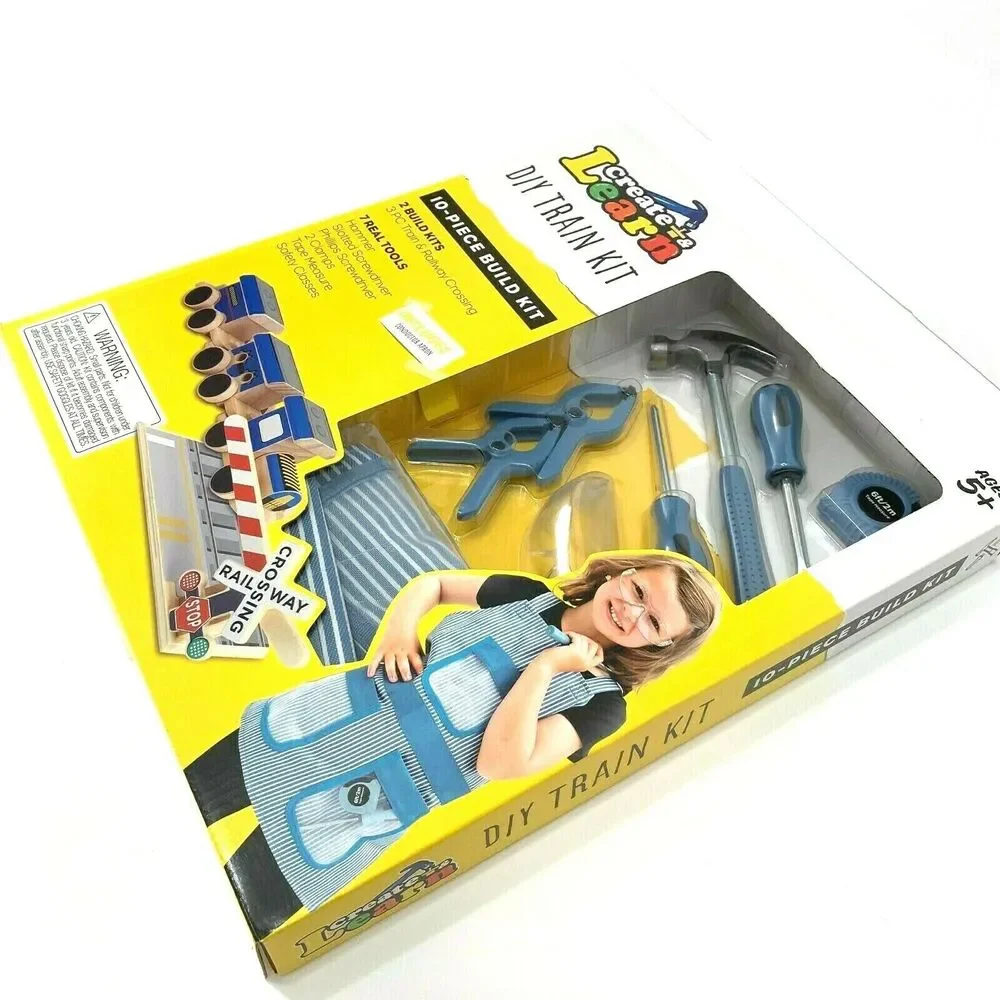 Create and Learn Kids DIY Train Project Kit with Real Tools for Age 5 and Up New